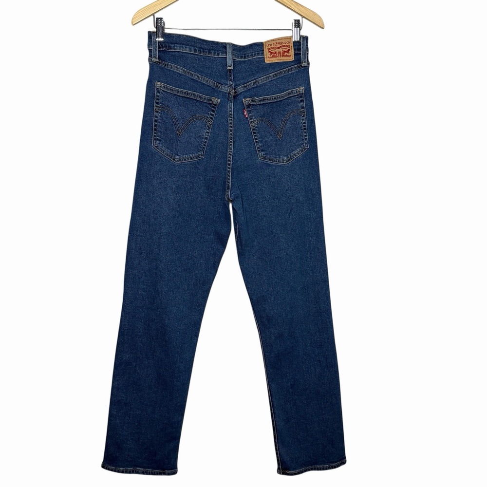 Levi's Womens Ribcage Straight Jeans 31 High Rise Button Fly Blue Denim Classic - Picture 5 of 16